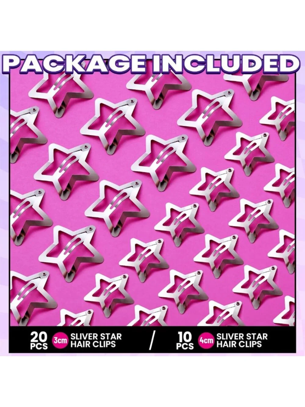 20 Pcs Y2K Hair Clips & Barrettes Set - Silver Non-Slip Snap Hair Accessories